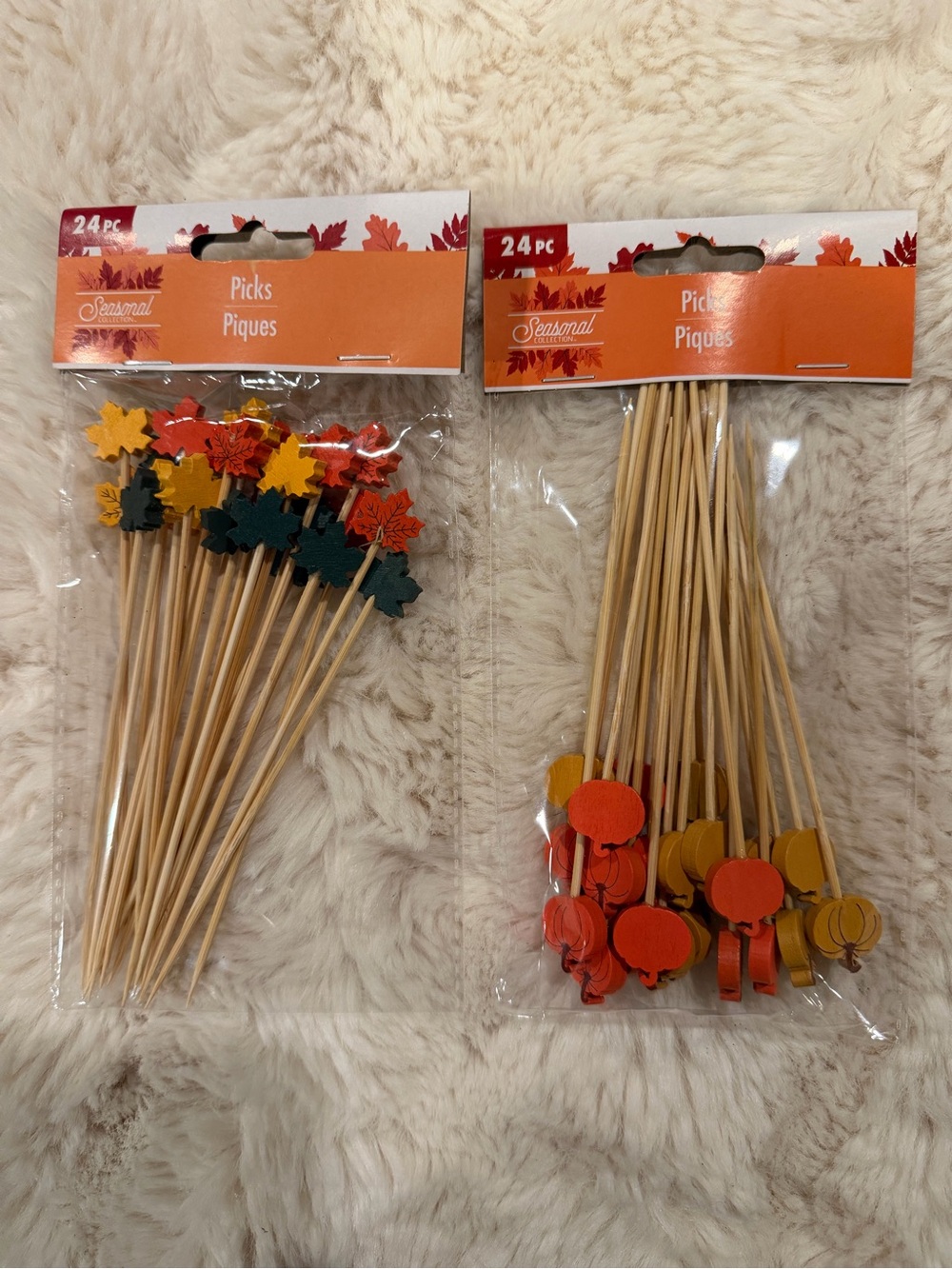 Seasonal Fall Cupcake Picks - Orange, Yellow, Green - 24 Pc
